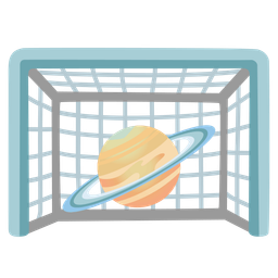 ringed planet and goal net