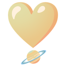 ringed planet and heart exclamation