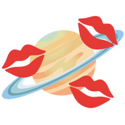 ringed planet and kiss mark