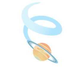 ringed planet and leaf fluttering in wind