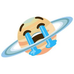 ringed planet and loudly crying face