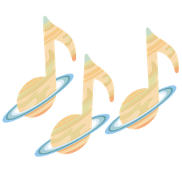 ringed planet and musical notes