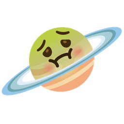 ringed planet and nauseated face