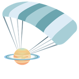 ringed planet and parachute