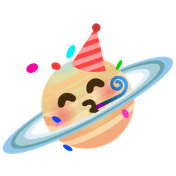 ringed planet and partying face