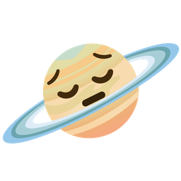 ringed planet and pensive face