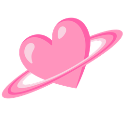 ringed planet and pink heart