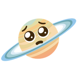 ringed planet and pleading face