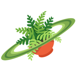 ringed planet and potted plant