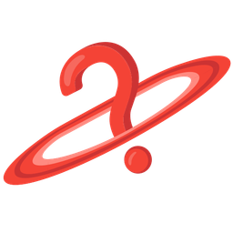 ringed planet and red question mark