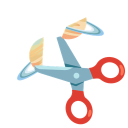 ringed planet and scissors