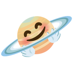 Ringed planet and Smiling face with open hands