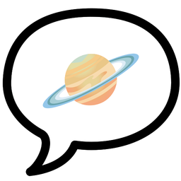 ringed planet and speech balloon