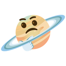 ringed planet and thinking face