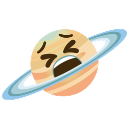 ringed planet and tired face