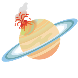 ringed planet and volcano