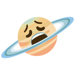 ringed planet and weary face