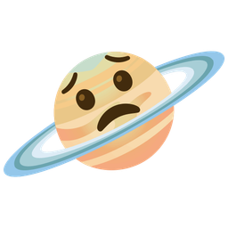 ringed planet and worried face