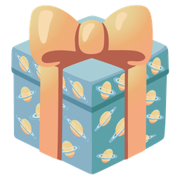 ringed planet and wrapped gift