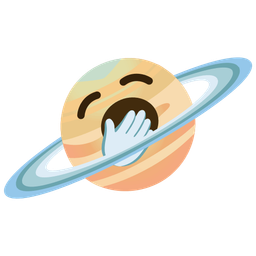 ringed planet and yawning face