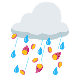 Roasted sweet potato and Cloud with rain