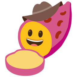 Roasted sweet potato and Cowboy hat face