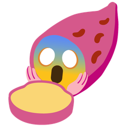 Roasted sweet potato and Face screaming in fear