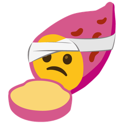 Roasted sweet potato and Face with head-bandage