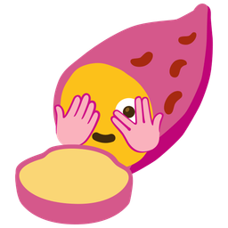 Roasted sweet potato and Face with peeking eye