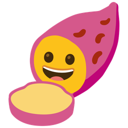 Roasted sweet potato and Grinning face