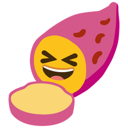 Roasted sweet potato and Grinning squinting face