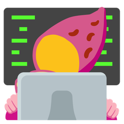 Roasted sweet potato and Laptop