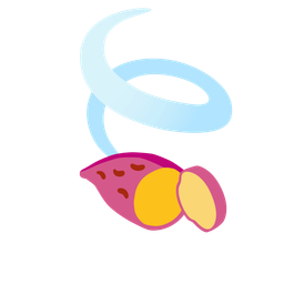 Roasted sweet potato and Leaf fluttering in wind