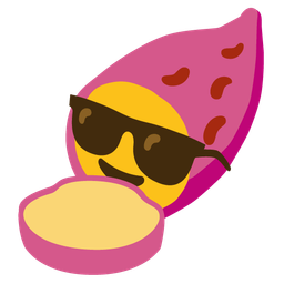 Roasted sweet potato and Smiling face with sunglasses