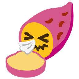 Roasted sweet potato and Sneezing face