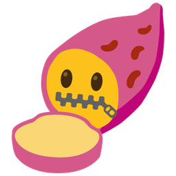 Roasted sweet potato and Zipper-mouth face