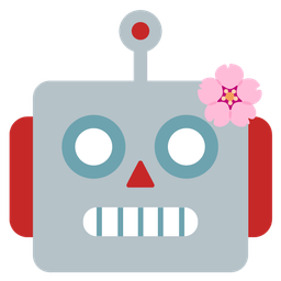 robot and cherry blossom