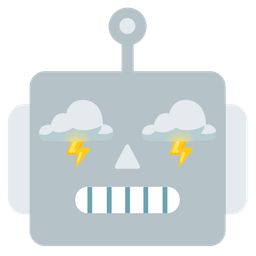 robot and cloud with lightning