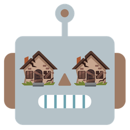robot and derelict house