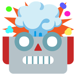 robot and exploding head
