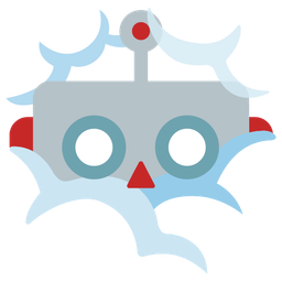 robot and face in clouds