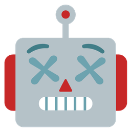 robot and face with crossed-out eyes