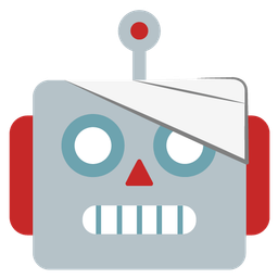 robot and face with head-bandage