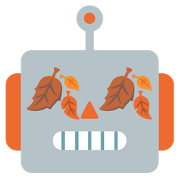 robot and fallen leaf