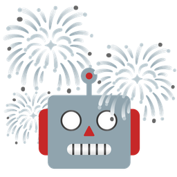 robot and fireworks