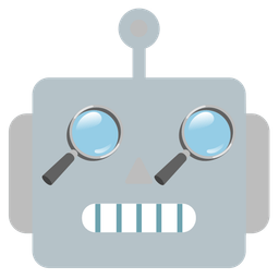 robot and magnifying glass tilted right