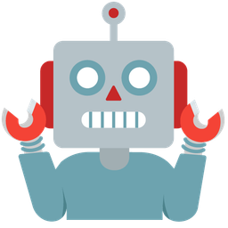 robot and person shrugging