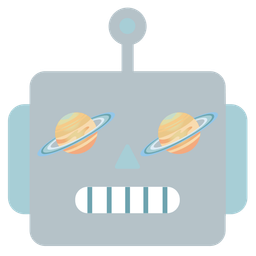 robot and ringed planet