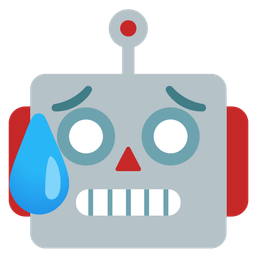 robot and sad but relieved face