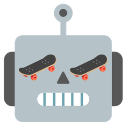 robot and skateboard